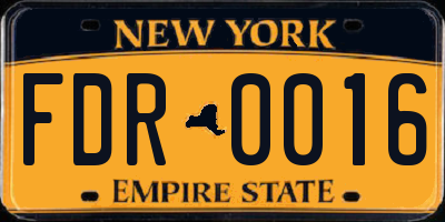 NY license plate FDR0016