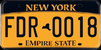 NY license plate FDR0018