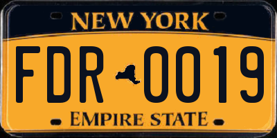 NY license plate FDR0019