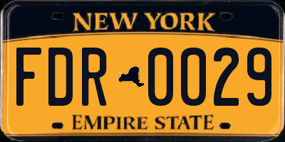 NY license plate FDR0029