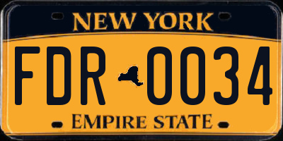 NY license plate FDR0034