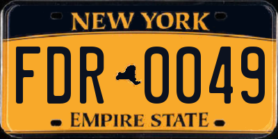 NY license plate FDR0049