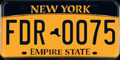 NY license plate FDR0075