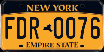 NY license plate FDR0076