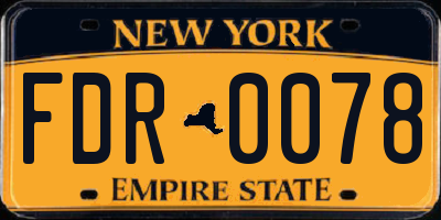 NY license plate FDR0078