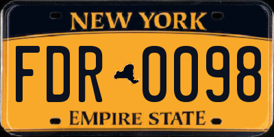 NY license plate FDR0098