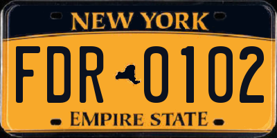 NY license plate FDR0102