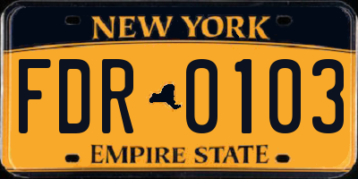 NY license plate FDR0103