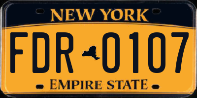 NY license plate FDR0107