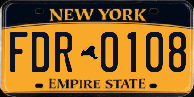 NY license plate FDR0108