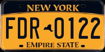 NY license plate FDR0122