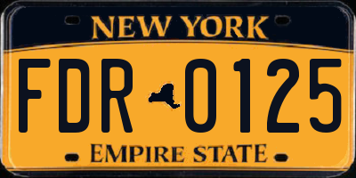 NY license plate FDR0125