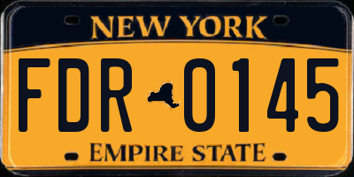 NY license plate FDR0145