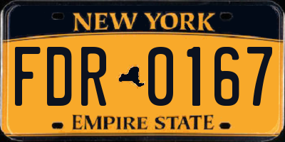 NY license plate FDR0167