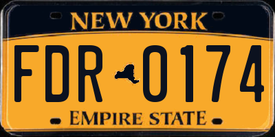 NY license plate FDR0174