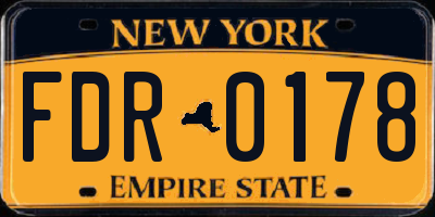 NY license plate FDR0178