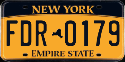 NY license plate FDR0179