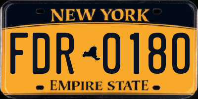 NY license plate FDR0180