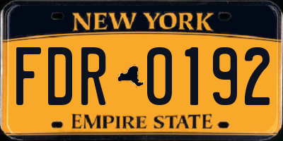 NY license plate FDR0192