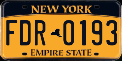 NY license plate FDR0193