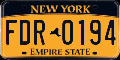 NY license plate FDR0194