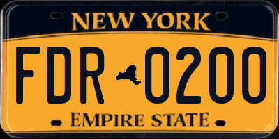 NY license plate FDR0200