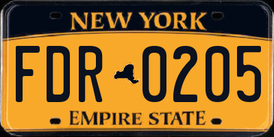 NY license plate FDR0205