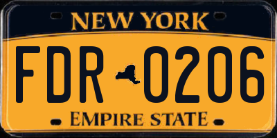 NY license plate FDR0206