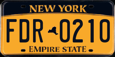 NY license plate FDR0210