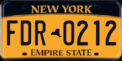 NY license plate FDR0212