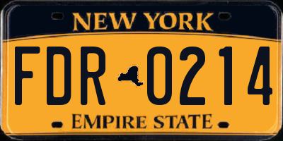 NY license plate FDR0214