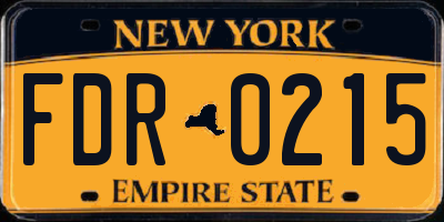 NY license plate FDR0215