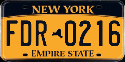 NY license plate FDR0216