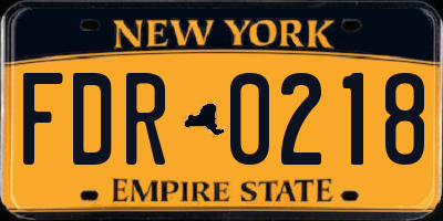 NY license plate FDR0218