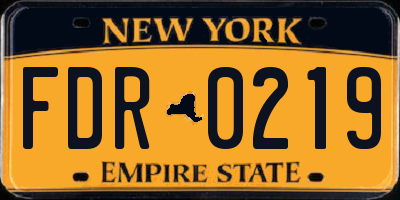 NY license plate FDR0219