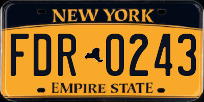 NY license plate FDR0243
