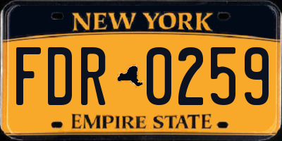 NY license plate FDR0259