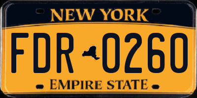 NY license plate FDR0260