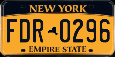 NY license plate FDR0296
