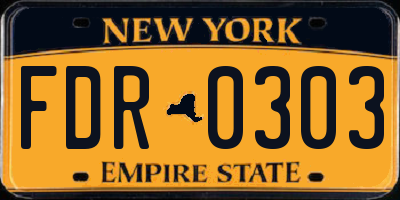 NY license plate FDR0303