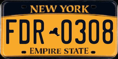 NY license plate FDR0308