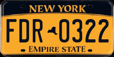 NY license plate FDR0322