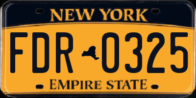NY license plate FDR0325