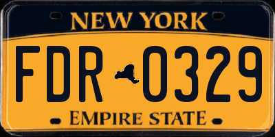 NY license plate FDR0329