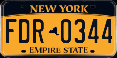 NY license plate FDR0344
