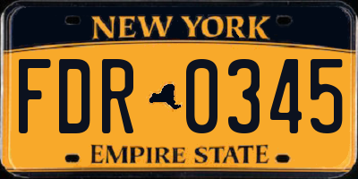 NY license plate FDR0345