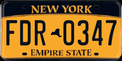 NY license plate FDR0347