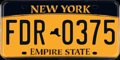 NY license plate FDR0375