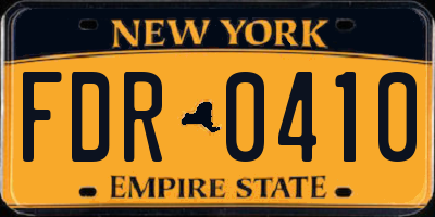 NY license plate FDR0410