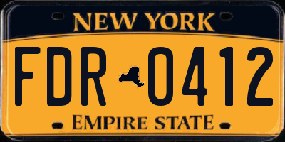 NY license plate FDR0412
